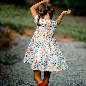4 for $25!  Colorful Leaf Pattern Kids Dress